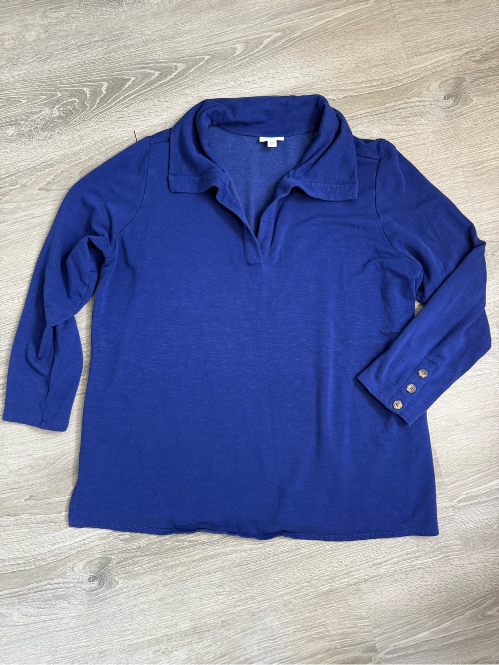 J. Jill Royal Blue Long Sleeve Polo-Style Fleece Lined Top